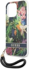 Guess Kryt Guess GUHCP13LHFLSB Apple iPhone 13 Pro blue hardcase Flower Strap