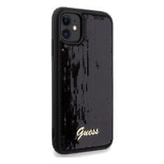 Guess Kryt Guess GUHCN61PSFDGSK Apple iPhone XR / 11 hardcase Sequin Script Metal black