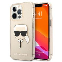 Karl Lagerfeld Kryt Karl Lagerfeld KLHCP13XKHTUGLGO Apple iPhone 13 Pro Max gold hardcase Glitter Karl`s Head