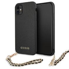 Guess Kryt Guess GUHCN61SASGBK Apple iPhone 11 black hardcase Saffiano Chain