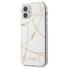 Guess Kryt Guess GUHCP12SPCUCHWH Apple iPhone 12 mini white hardcase Gold Chain Collection