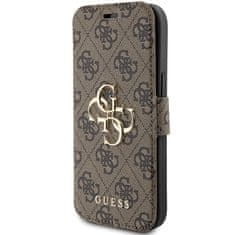 Guess Kryt Guess GUBKP15S4GMGBR Apple iPhone 15 / 14 / 13 book 4G Metal Logo brown