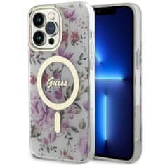 Guess Kryt Guess GUHMP14XHCFWST Apple iPhone 14 Pro Max transparent hardcase Flower MagSafe