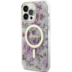 Guess Kryt Guess GUHMP14XHCFWST Apple iPhone 14 Pro Max transparent hardcase Flower MagSafe