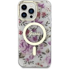 Guess Kryt Guess GUHMP14XHCFWST Apple iPhone 14 Pro Max transparent hardcase Flower MagSafe