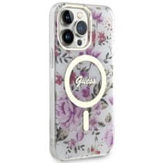 Guess Kryt Guess GUHMP14XHCFWST Apple iPhone 14 Pro Max transparent hardcase Flower MagSafe