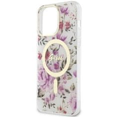 Guess Kryt Guess GUHMP14XHCFWST Apple iPhone 14 Pro Max transparent hardcase Flower MagSafe