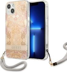 Guess Kryt Guess GUHCP13SHFLSD Apple iPhone 13 mini gold hardcase Flower Strap