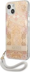 Guess Kryt Guess GUHCP13SHFLSD Apple iPhone 13 mini gold hardcase Flower Strap