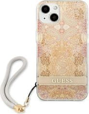 Guess Kryt Guess GUHCP13SHFLSD Apple iPhone 13 mini gold hardcase Flower Strap