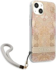 Guess Kryt Guess GUHCP13SHFLSD Apple iPhone 13 mini gold hardcase Flower Strap