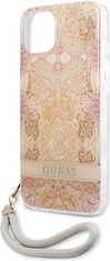 Guess Kryt Guess GUHCP13SHFLSD Apple iPhone 13 mini gold hardcase Flower Strap