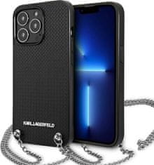 Karl Lagerfeld Kryt Karl Lagerfeld KLHCP13LPMK Apple iPhone 13 Pro hardcase black Leather Textured and Chain