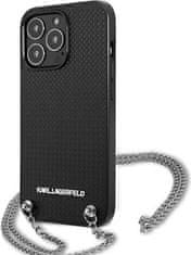 Karl Lagerfeld Kryt Karl Lagerfeld KLHCP13LPMK Apple iPhone 13 Pro hardcase black Leather Textured and Chain