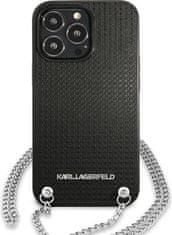 Karl Lagerfeld Kryt Karl Lagerfeld KLHCP13LPMK Apple iPhone 13 Pro hardcase black Leather Textured and Chain