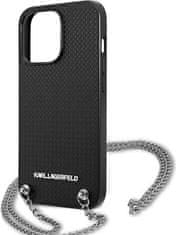 Karl Lagerfeld Kryt Karl Lagerfeld KLHCP13LPMK Apple iPhone 13 Pro hardcase black Leather Textured and Chain