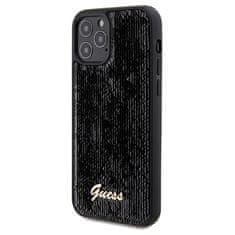 Guess Kryt Guess GUHCP12MPSFDGSK Apple iPhone 12 / 12 Pro hardcase Sequin Script Metal black