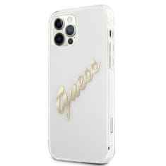 Guess Kryt Guess GUHCP12LKTRSVGO Apple iPhone 12 Pro Max Transparent hardcase Vintage Script Gold