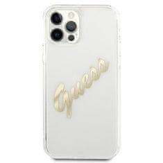 Guess Kryt Guess GUHCP12LKTRSVGO Apple iPhone 12 Pro Max Transparent hardcase Vintage Script Gold