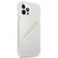 Guess Kryt Guess GUHCP12LKTRSVGO Apple iPhone 12 Pro Max Transparent hardcase Vintage Script Gold