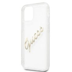 Guess Kryt Guess GUHCP12LKTRSVGO Apple iPhone 12 Pro Max Transparent hardcase Vintage Script Gold