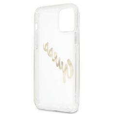 Guess Kryt Guess GUHCP12LKTRSVGO Apple iPhone 12 Pro Max Transparent hardcase Vintage Script Gold