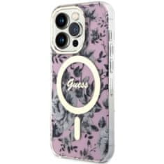 Guess Kryt Guess GUHMP14XHCFWSP Apple iPhone 14 Pro Max pink hardcase Flower MagSafe