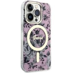 Guess Kryt Guess GUHMP14XHCFWSP Apple iPhone 14 Pro Max pink hardcase Flower MagSafe