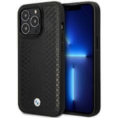 MobilPouzdra.cz Kryt BMW BMHMP14L22RFGK Apple iPhone 14 Pro black Leather Diamond Pattern MagSafe