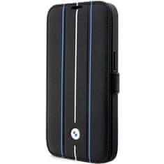 MobilPouzdra.cz Kryt BMW BMBKP14L22RVSK Apple iPhone 14 Pro black bookcase Leather Stamp Blue Lines