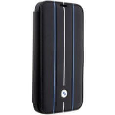 MobilPouzdra.cz Kryt BMW BMBKP14L22RVSK Apple iPhone 14 Pro black bookcase Leather Stamp Blue Lines