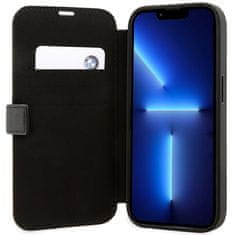 MobilPouzdra.cz Kryt BMW BMBKP14L22RVSK Apple iPhone 14 Pro black bookcase Leather Stamp Blue Lines