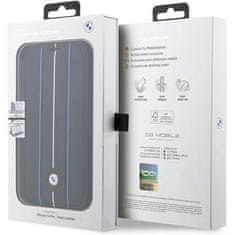 MobilPouzdra.cz Kryt BMW BMBKP14L22RVSK Apple iPhone 14 Pro black bookcase Leather Stamp Blue Lines