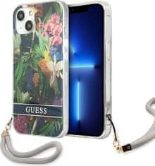 Guess Kryt Guess GUHCP13MHFLSB Apple iPhone 13 blue hardcase Flower Strap