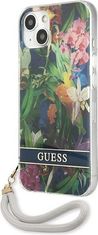 Guess Kryt Guess GUHCP13MHFLSB Apple iPhone 13 blue hardcase Flower Strap