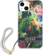 Guess Kryt Guess GUHCP13MHFLSB Apple iPhone 13 blue hardcase Flower Strap