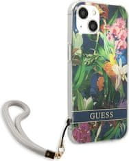 Guess Kryt Guess GUHCP13MHFLSB Apple iPhone 13 blue hardcase Flower Strap