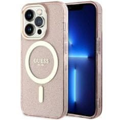 Guess Kryt Guess GUHMP14XHCMCGP Apple iPhone 14 Pro Max pink hardcase Glitter Gold MagSafe