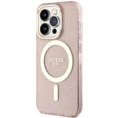 Guess Kryt Guess GUHMP14XHCMCGP Apple iPhone 14 Pro Max pink hardcase Glitter Gold MagSafe