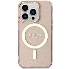 Guess Kryt Guess GUHMP14XHCMCGP Apple iPhone 14 Pro Max pink hardcase Glitter Gold MagSafe