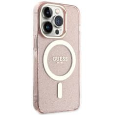 Guess Kryt Guess GUHMP14XHCMCGP Apple iPhone 14 Pro Max pink hardcase Glitter Gold MagSafe