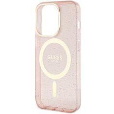 Guess Kryt Guess GUHMP14XHCMCGP Apple iPhone 14 Pro Max pink hardcase Glitter Gold MagSafe