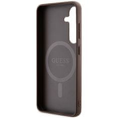 Guess Kryt Guess GUHMS24SG4GFRW Samsung Galaxy S24 hardcase 4G Collection Leather Metal Logo MagSafe brown