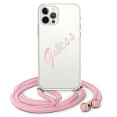 Guess Kryt Guess GUHCP12MCRTVSPI Apple iPhone 12/12 Pro pink hardcase Script Vintage