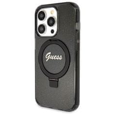 Guess Kryt Guess GUHMP14XHRSGSK Apple iPhone 14 Pro Max hardcase Ring Stand Script Glitter MagSafe black