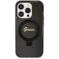 Guess Kryt Guess GUHMP14XHRSGSK Apple iPhone 14 Pro Max hardcase Ring Stand Script Glitter MagSafe black