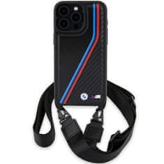 MobilPouzdra.cz Kryt BMW BMHCP15X23PSVTK Apple iPhone 15 Pro Max hardcase M Edition Carbon Tricolor Lines & Strap black