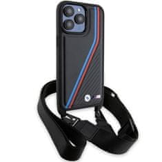 MobilPouzdra.cz Kryt BMW BMHCP15X23PSVTK Apple iPhone 15 Pro Max hardcase M Edition Carbon Tricolor Lines & Strap black