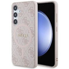 Guess Kryt Guess GUHMS24SG4GFRP Samsung Galaxy S24 hardcase 4G Collection Leather Metal Logo MagSafe pink