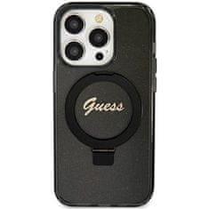 Guess Kryt Guess GUHMN61HRSGSK Apple iPhone 11 / XR hardcase Ring Stand Script Glitter MagSafe black